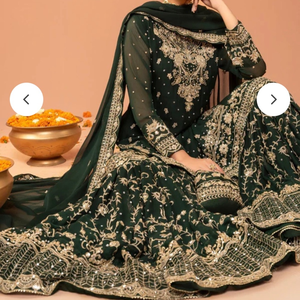Elegant Green Embroidered Dress